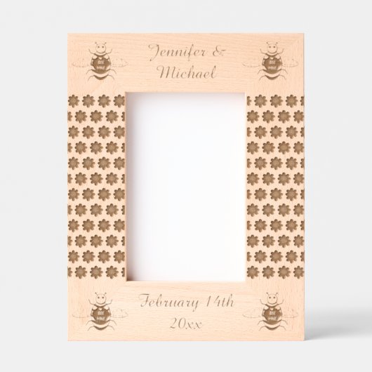 Cute Valentijnsdag Bee Custom Gegraveerde Lijstjes (Voorkant)