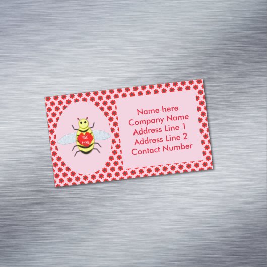 Cute Valentijnsdag Bee Custom Magnetisch Visitekaartje (Voorbeeld)