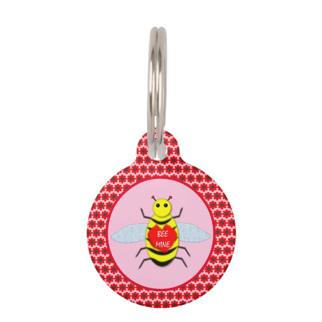 Cute Valentijnsdag Bee Huisdierpenning (Voorkant)