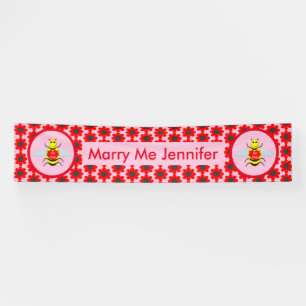 Cute Valentijnsdag bee marry me proposal Spandoek