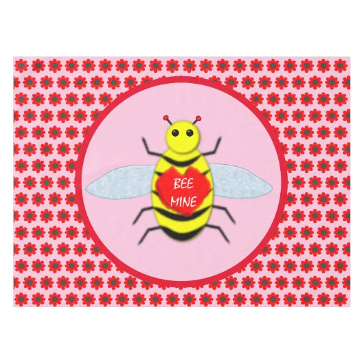 Cute Valentijnsdag Bee Tafelkleed (Voorkant (Horizontaal))