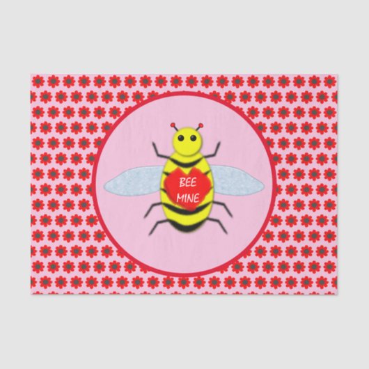 Cute Valentijnsdag Bee Tissuepapier (Voorkant)