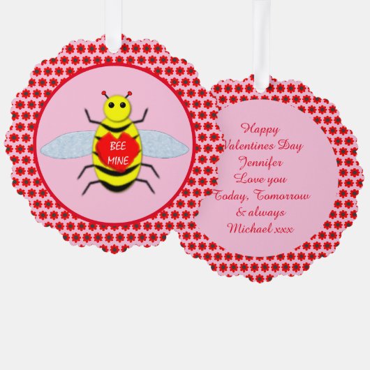 Cute Valentijnsdag Bij Custom Ornament Kaart (Voorkant / Achterkant)