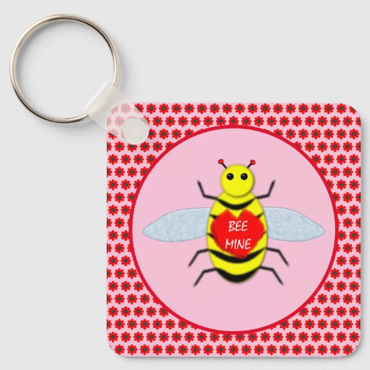 Cute Valentijnsdag Bij Custom Sleutelhanger (Voorkant)