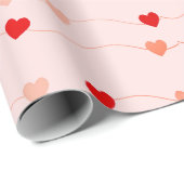 Cute Valentijnsdag Blush Pink Red Hearts Cadeaupapier (Rol Hoek)