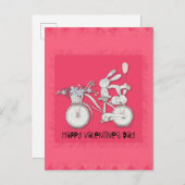 Cute Valentijnsdag Bunny Rabbits op een bike Briefkaart (Voorkant / Achterkant)