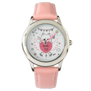 Cute Valentijnsdag Cat Horloge