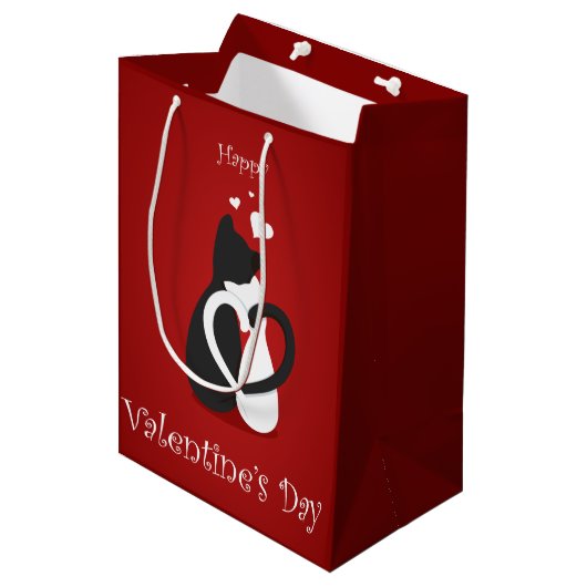 Cute Valentijnsdag Cats Love Medium Cadeauzakje (Voorkant Gekanteld)