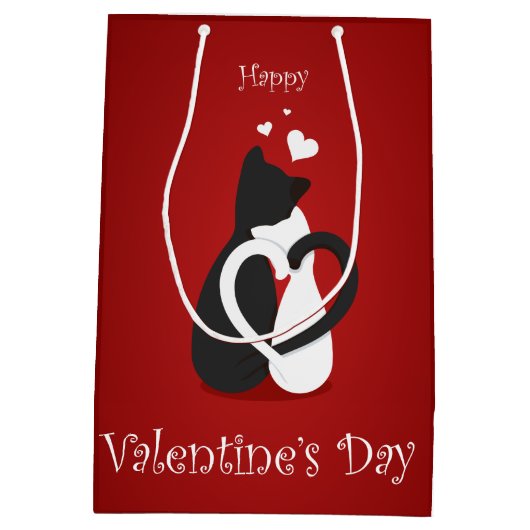 Cute Valentijnsdag Cats Love Medium Cadeauzakje (Achterkant)
