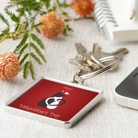 Cute Valentijnsdag Cats Love Sleutelhanger (Zijkant)