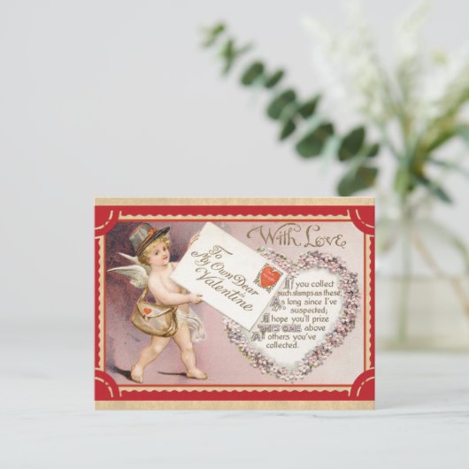 Cute  Valentijnsdag Cherub Mail Briefkaart (Staand voorkant)