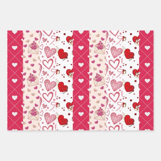 Cute Valentijnsdag Collage Inpakpapier Vel (Voorkant 3)