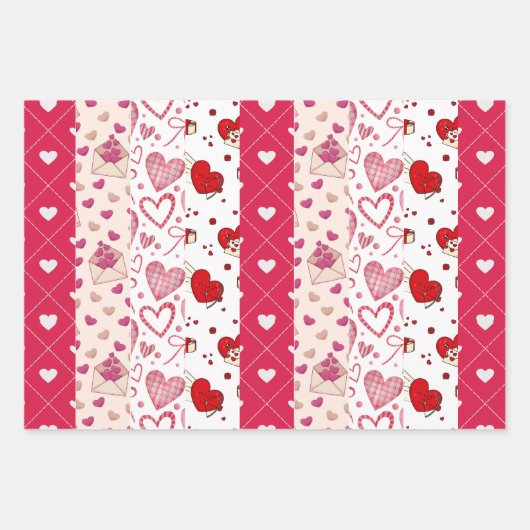 Cute Valentijnsdag Collage Inpakpapier Vel (Voorkant)