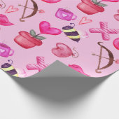 Cute Valentijnsdag Collage Pink Cadeaupapier (Hoek)