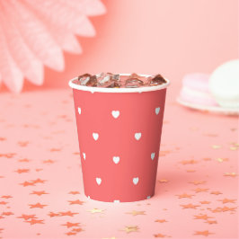 Cute Valentijnsdag Coral Red Heart Pattern Papieren Bekers