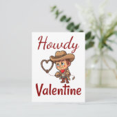 Cute Valentijnsdag Cowboy "Howdy Valentijn" Briefkaart (Staand voorkant)