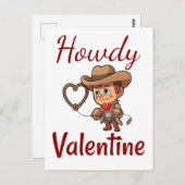 Cute Valentijnsdag Cowboy "Howdy Valentijn" Briefkaart (Voorkant / Achterkant)