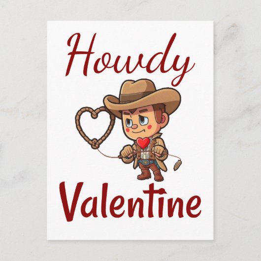 Cute Valentijnsdag Cowboy "Howdy Valentijn" Briefkaart (Voorkant)