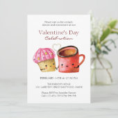 Cute Valentijnsdag Cupcake and Coffee Mok Couple Kaart (Staand voorkant)