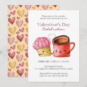 Cute Valentijnsdag Cupcake and Coffee Mok Couple Kaart (Voorkant / Achterkant)