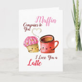 Cute Valentijnsdag Cupcake and Coffee Mok Couple Kaart (Voorkant)