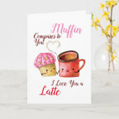 Cute Valentijnsdag Cupcake and Coffee Mok Couple Kaart (Gele Bloem)