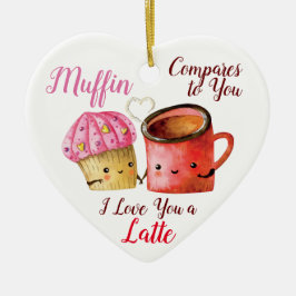 Cute Valentijnsdag Cupcake and Coffee Mok Couple Keramisch Ornament