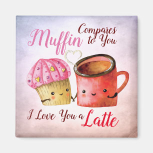 Cute Valentijnsdag Cupcake and Coffee Mok Couple Magneet