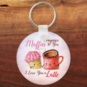 Cute Valentijnsdag Cupcake and Coffee Mok Couple Sleutelhanger (Voorkant)