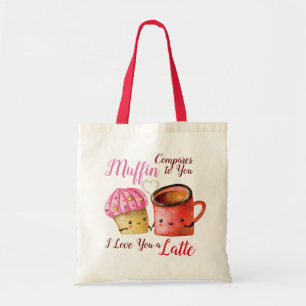 Cute Valentijnsdag Cupcake and Coffee Mok Couple Tote Bag