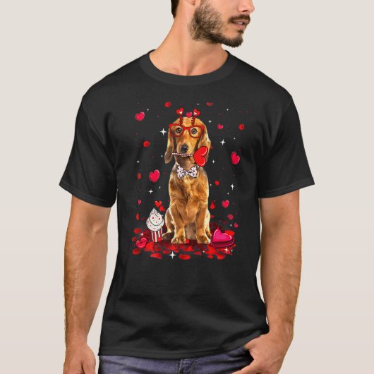 Cute Valentijnsdag Dachshund Dog Heart Costume P T-shirt (Voorkant)