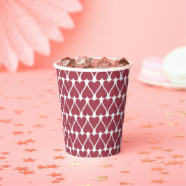 Cute Valentijnsdag Dark Red Heart Pattern Papieren Bekers