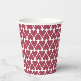 Cute Valentijnsdag Dark Red Heart Pattern Papieren Bekers