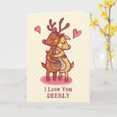 Cute Valentijnsdag Deer Pun I Love you Deerly Kaart (Gele Bloem)