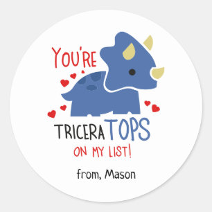 Cute Valentijnsdag Dino Classic Round Sticker