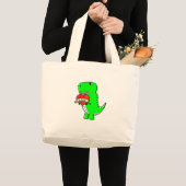 Cute Valentijnsdag Dinosaur Grote Tote Bag (Voorkant (product))