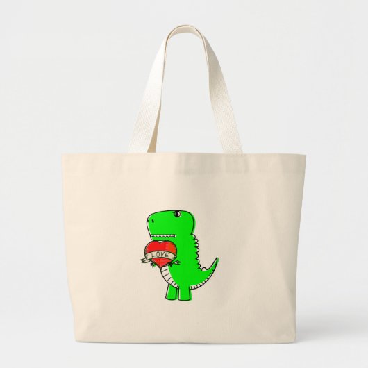 Cute Valentijnsdag Dinosaur Grote Tote Bag (Voorkant)