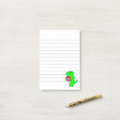 Cute Valentijnsdag Dinosaur Lined Post-it® Notes (Op bureau)