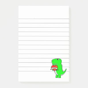 Cute Valentijnsdag Dinosaur Lined Post-it® Notes
