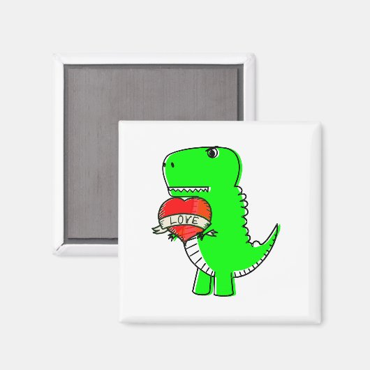 Cute Valentijnsdag Dinosaur Magneet (Voorkant / Achterkant)