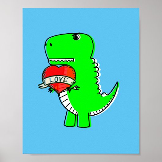 Cute Valentijnsdag Dinosaur Poster (Voorkant)