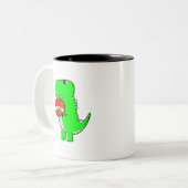 Cute Valentijnsdag Dinosaur Tweekleurige Koffiemok (Voorkant links)