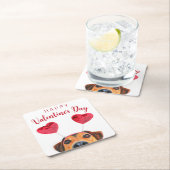 Cute Valentijnsdag Dog Funny Heart Headband Kartonnen Onderzetters (Insitu)