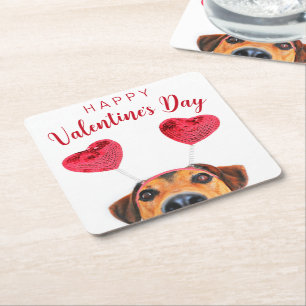 Cute Valentijnsdag Dog Funny Heart Headband Kartonnen Onderzetters