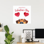 Cute Valentijnsdag Dog Funny Heart Headband Poster (Thuiskantoor)