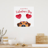 Cute Valentijnsdag Dog Funny Heart Headband Poster (Keuken)