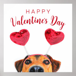 Cute Valentijnsdag Dog Funny Heart Headband Poster