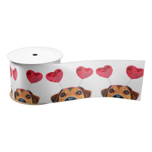 Cute Valentijnsdag Dog Funny Heart Headband Satijnen Lint