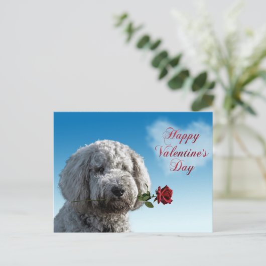 Cute Valentijnsdag Doodle Dog Briefkaart (Staand voorkant)