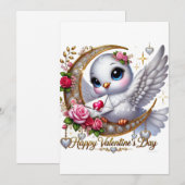 Cute Valentijnsdag Duif Plat Kerstkaart  (Voorkant / Achterkant)